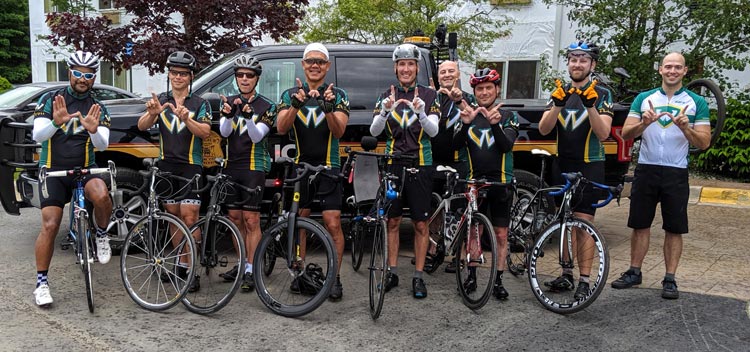 Jeffrey Potoff (third from right) with the 2019 Road Warriors cyclists.